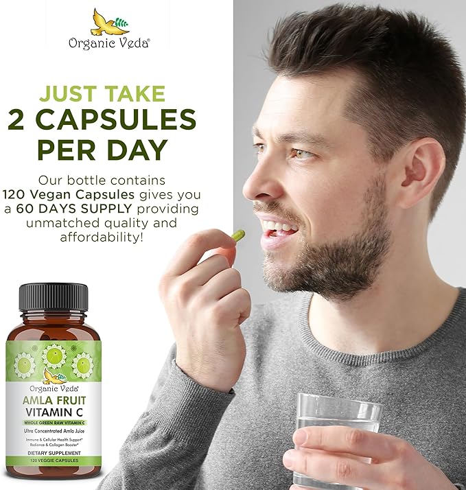 Organic Veda Amla Capsules Natural Vitamin 120