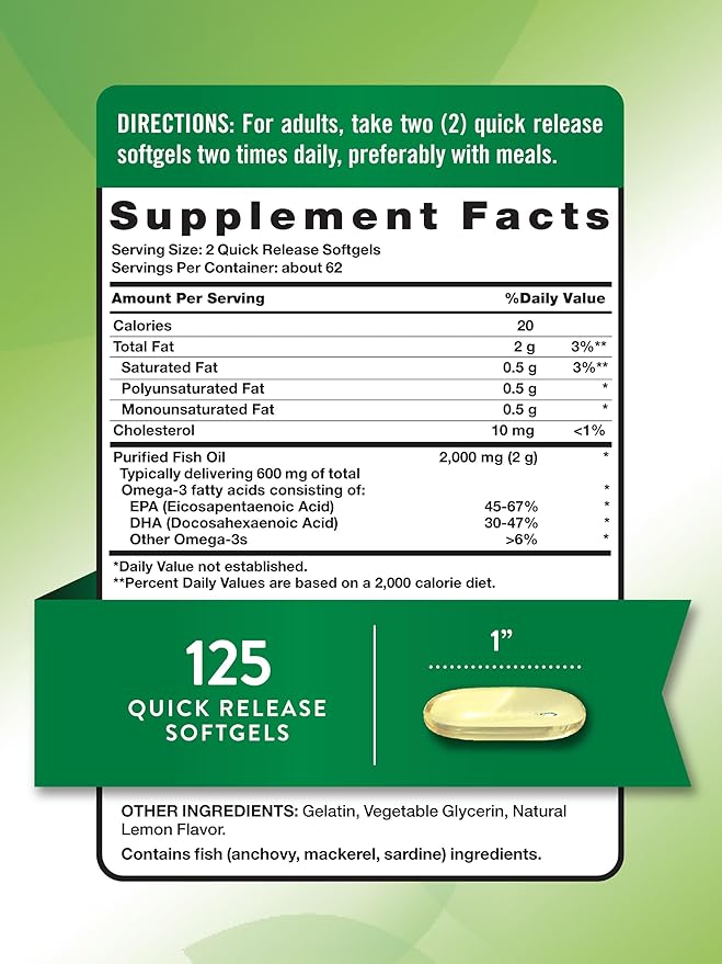 Nature's Truth Omega 3 Fish Oil 2000 mg 125 Liquid