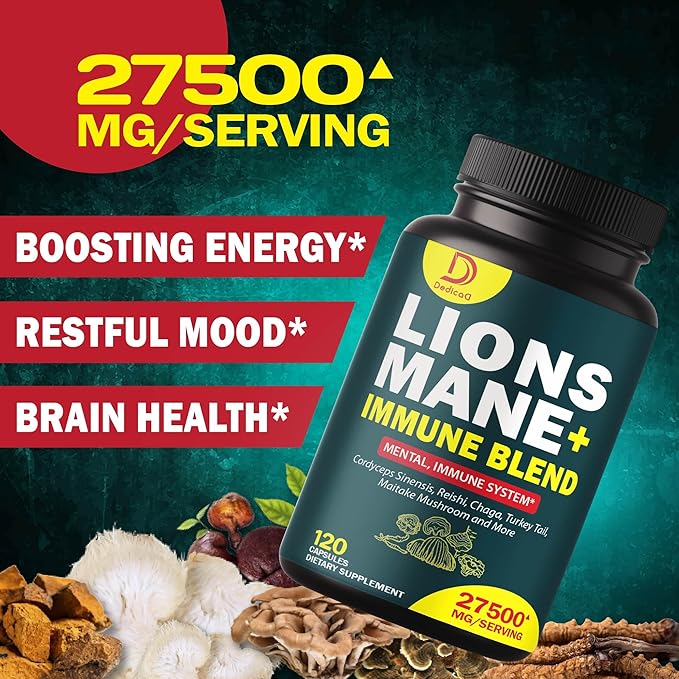18in1 Mushroom Supplement Complex 27500mg with 120 Capsules