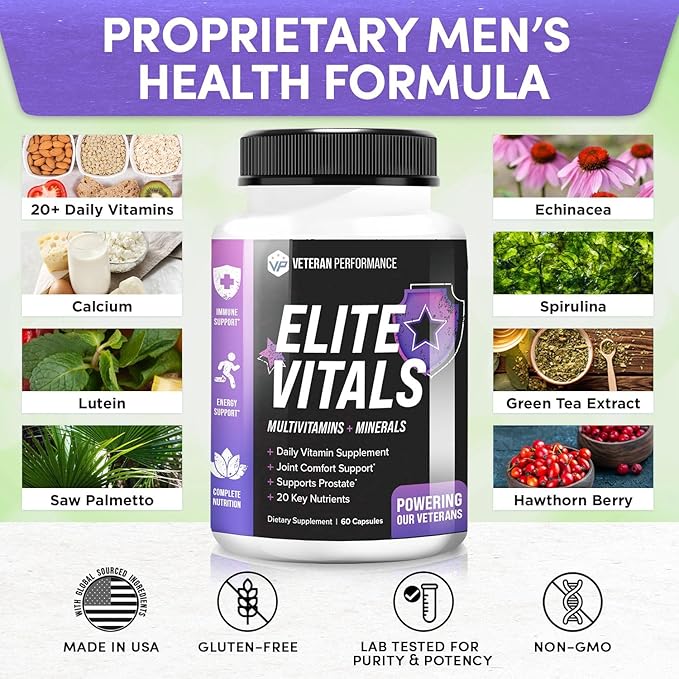 Elite Vitals Multivitamin for Men – 20 Plus (60 Capsules)