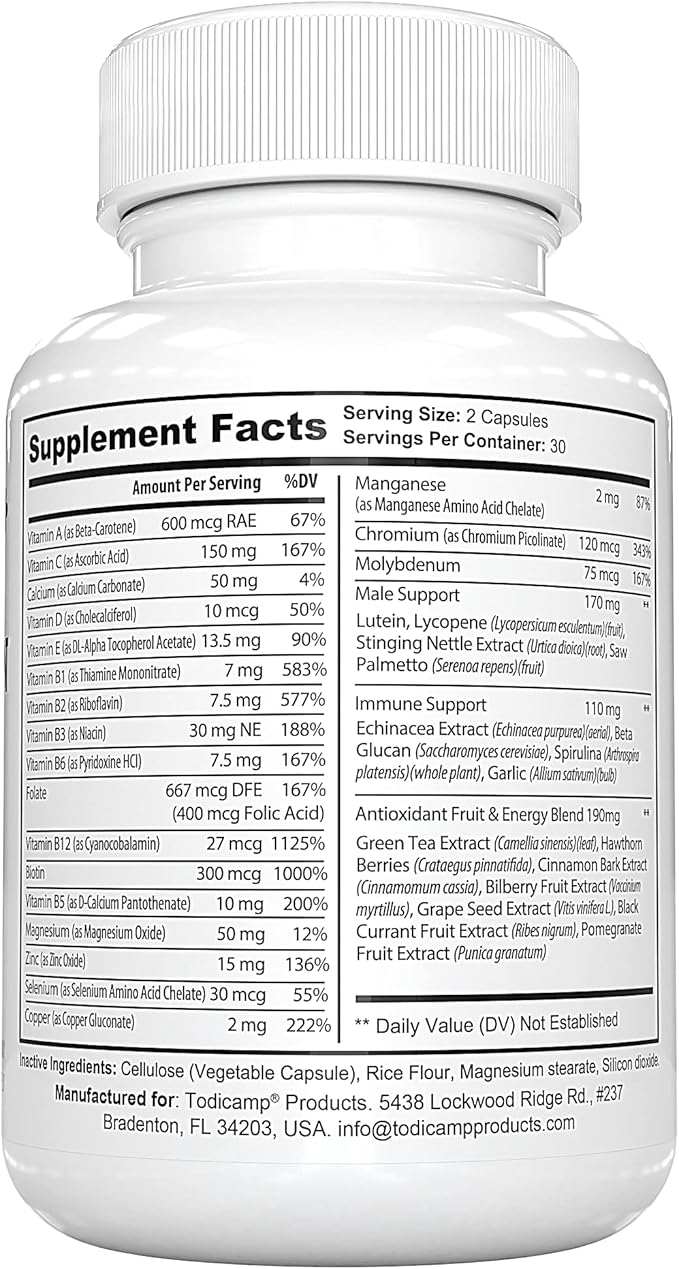 Men's Multivitamin & Mineral Complex 60 Capsules 30 Day