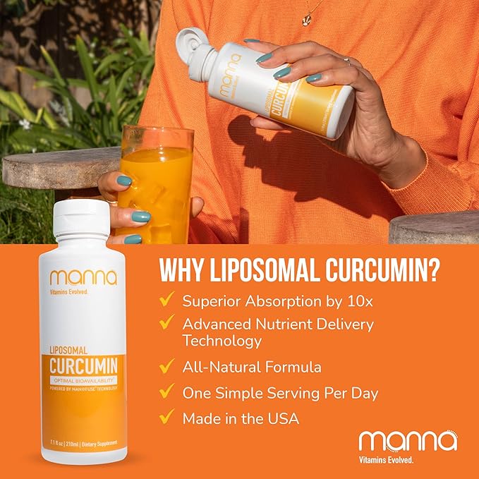 Manna Vitamins Evolved Liposomal Liquid Curcumin for Advanced Absorption Best Turmeric Supplement for a Healthy Life (2 Pack)