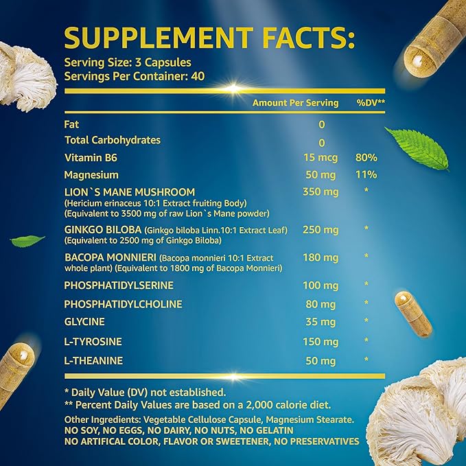 Organic Lions Mane Supplement Capsules 240 Real