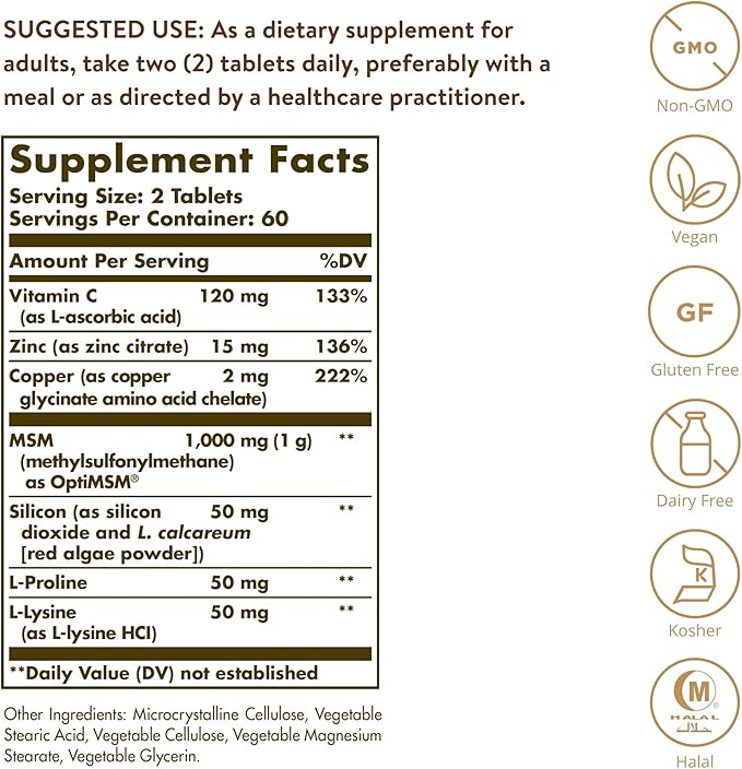 Solgar Skin, Nails & Hair, Advanced 120 Tablets 60 Servings