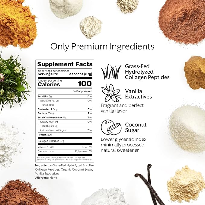 Promix Collagen Peptides, Vanilla, 2.5lb Bulk
