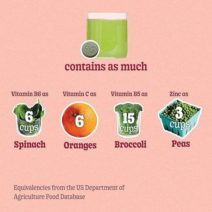 8Greens Supergreens Tablets | Super Greens Powder Superfood Tablet, Metabolism Immunity & Focus, Daily Greens Effervescent Tablets, Organic: Aloe Vera, Spirulina, Chlorella, Peach, 60 Servings