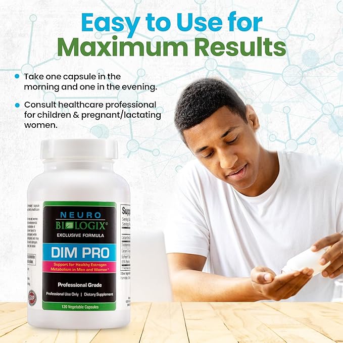 DIM Pro for Optimal Estrogen Metabolism Support – Promotes Balanced Estrogen Levels for Men & Women – Contains DIM, Calcium D-Glucarate, Bioperine for Hormone Balance & Nutrient Absorption Support