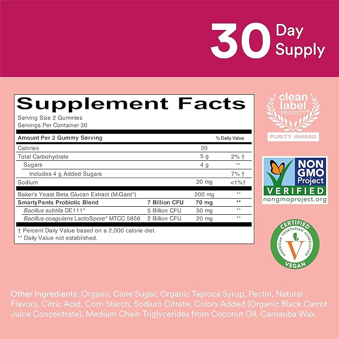 SmartyPants Women's Multivitamin and Probiotic Immunity 3 Fish CoQ10, Vitamin D3, C, (30 Day