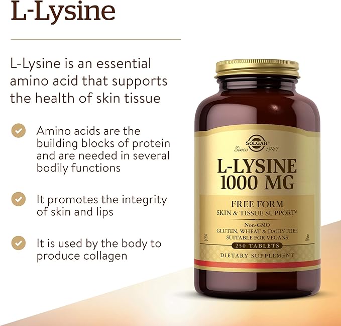 Solgar L-Lysine 1000 mg, 250 Tablets 250 Servings