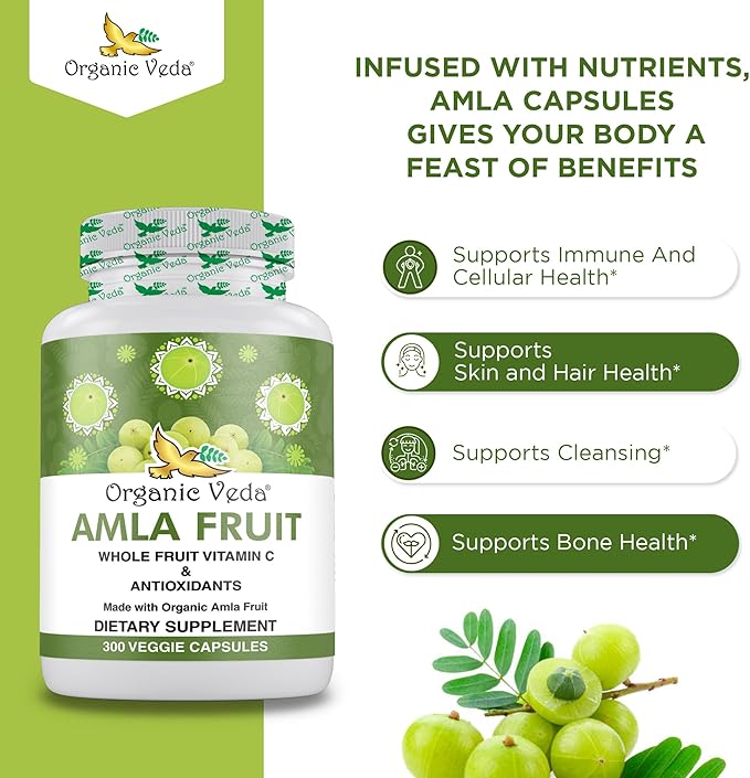 Organic Veda Amla Capsules 1500mg, 300 300 Capsules