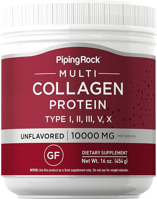 Piping Rock Multi Collagen Protein Powder 16 oz 10,000mg Peptides