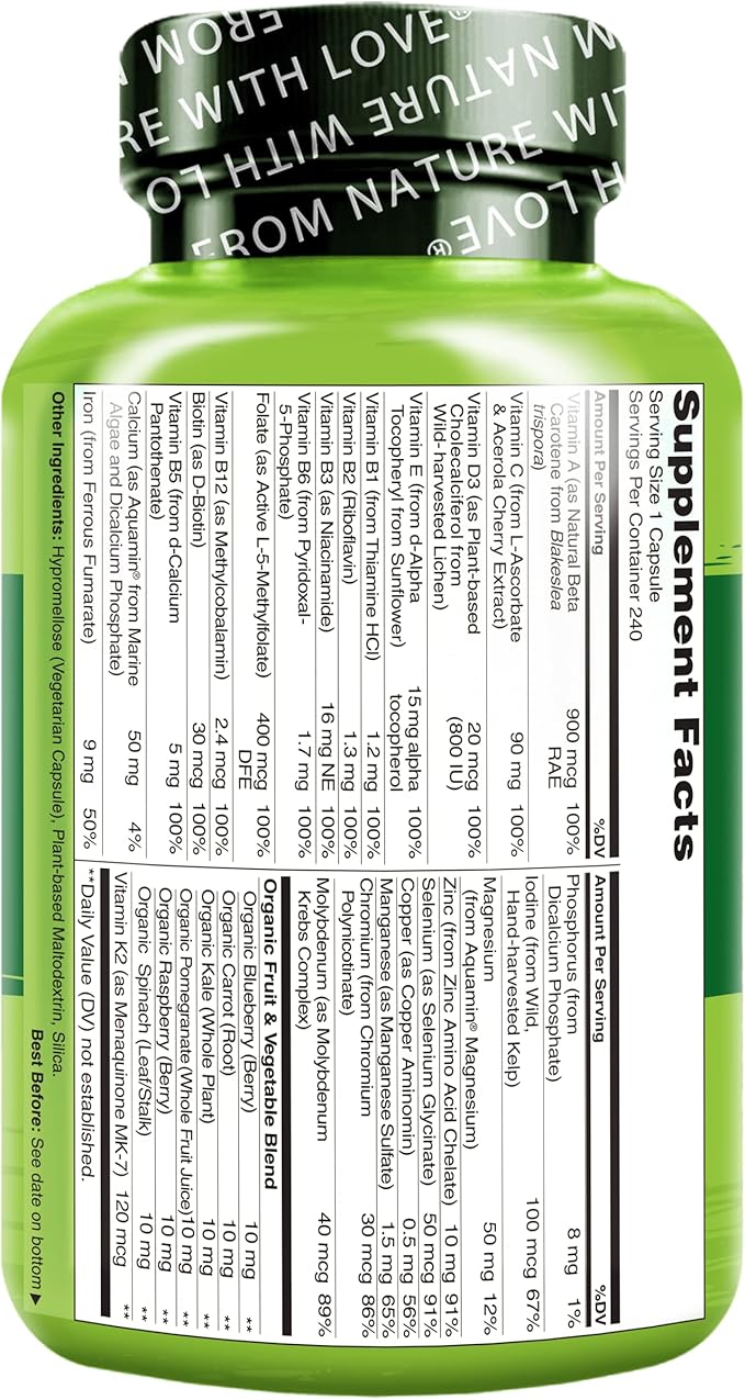 NATURELO One Daily Multivitamin for Women 240 Capsules 8 Month