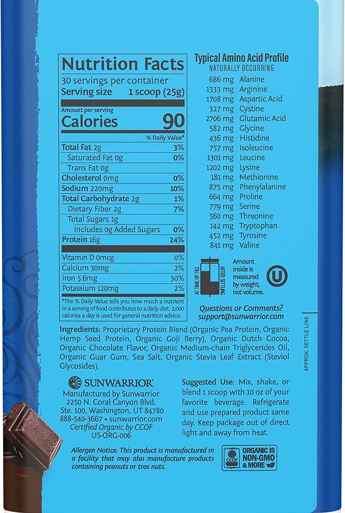Vegan Organic Protein Powder Plant-based 30 Servings
