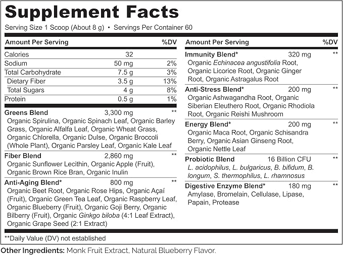 NATURELO Raw Greens Superfood Powder 480 Grams