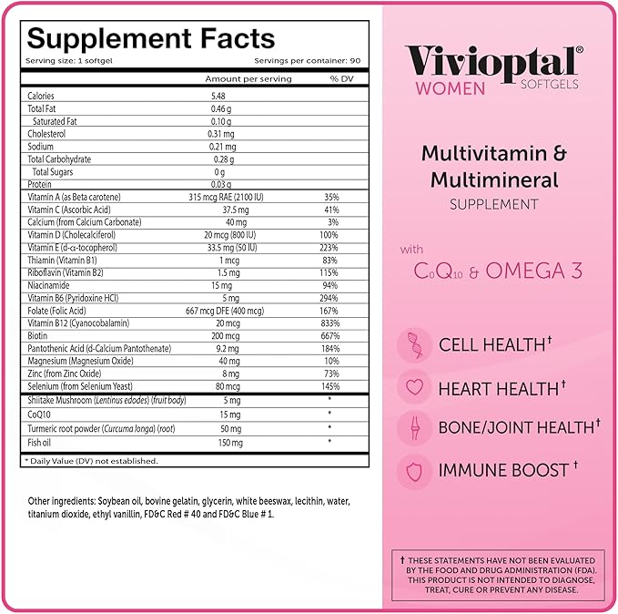 Vivioptal Women 90 Softgels CoQ10 & 3