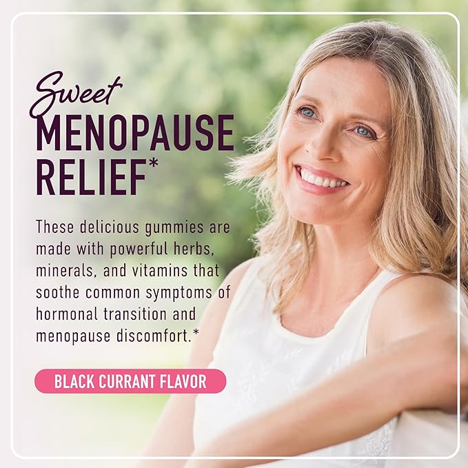 Menopause Support Gummies | Hormone Balance Relief for Hot Flashes, Night Sweats, Mood Swings, & Bloating | with Phytoestrogen Soy, Vitamin D3, PABA, Biotin | Vegetarian, Gluten-Free | 60 Count