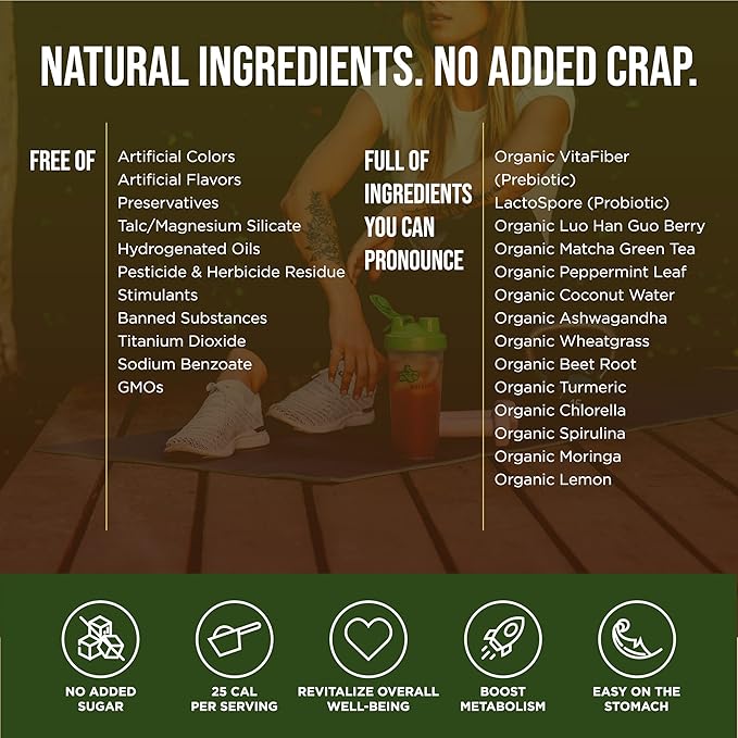 Organic Muscle Superfood Greens Powder Drink Mix 30 Servings