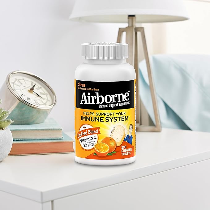 Airborne 1000mg Chewable Tablets with Zinc, 200 Tablets,