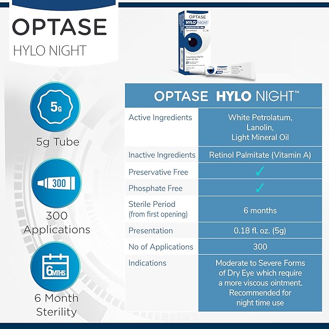 Optase HYLO Night Eye Ointment .18 oz