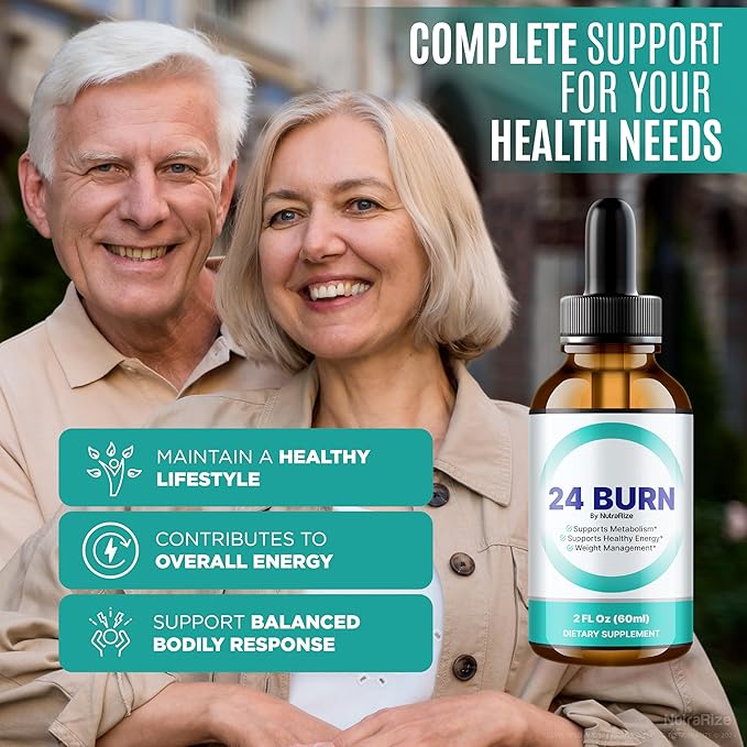 (3 Pack) 24 Burn Drops, All-Natural 24Burn Liquid (90 Servings)