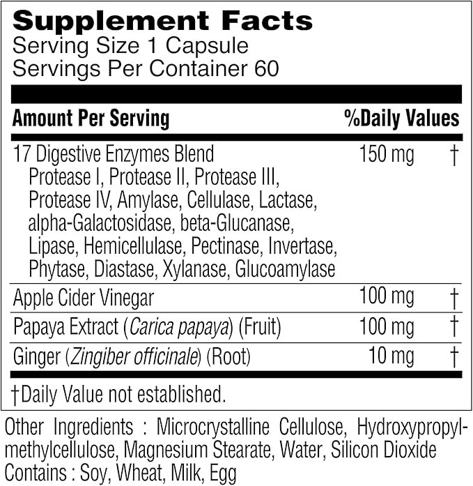 17 Enzyme Blend for Digestive Gut 60 Capsules