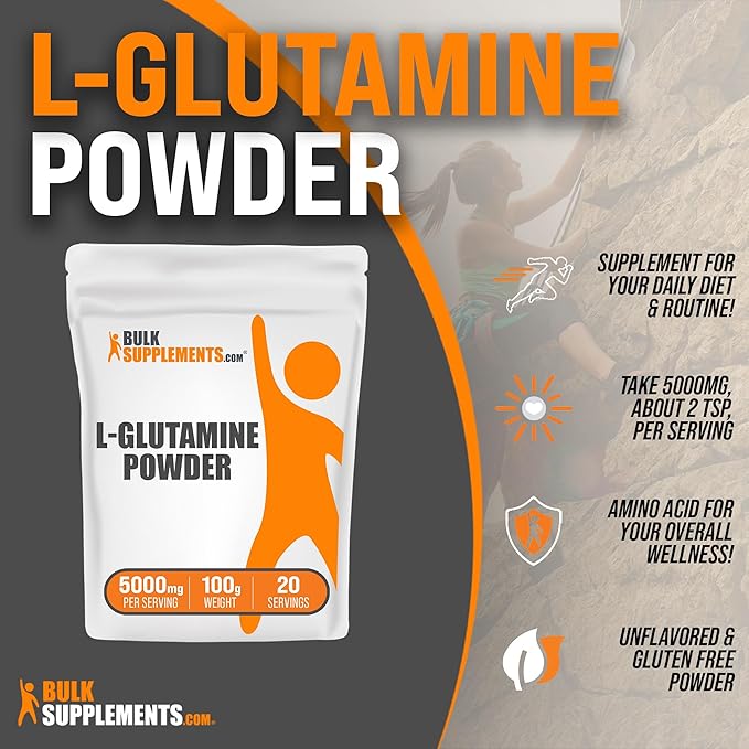 BulkSupplements.com L-Glutamine Powder 5000mg, L 5000mg per 100g (3.5 (3.5 oz) 1)