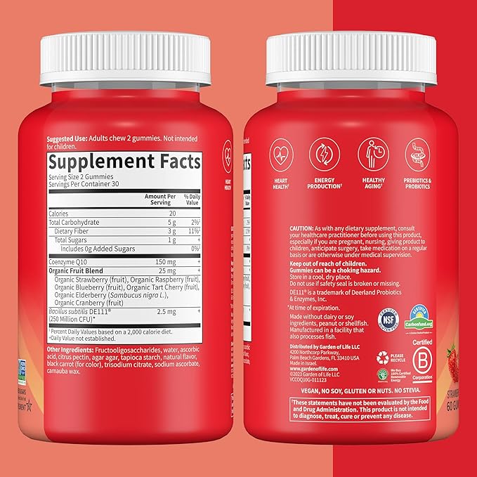 CoQ10 Gummies 150 mg, Coenzyme Q10 60 Strawberry 30 Day