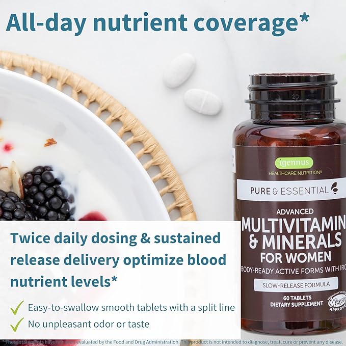Methylated Women's Multivitamin, Methylated Folate 60 Tablets,