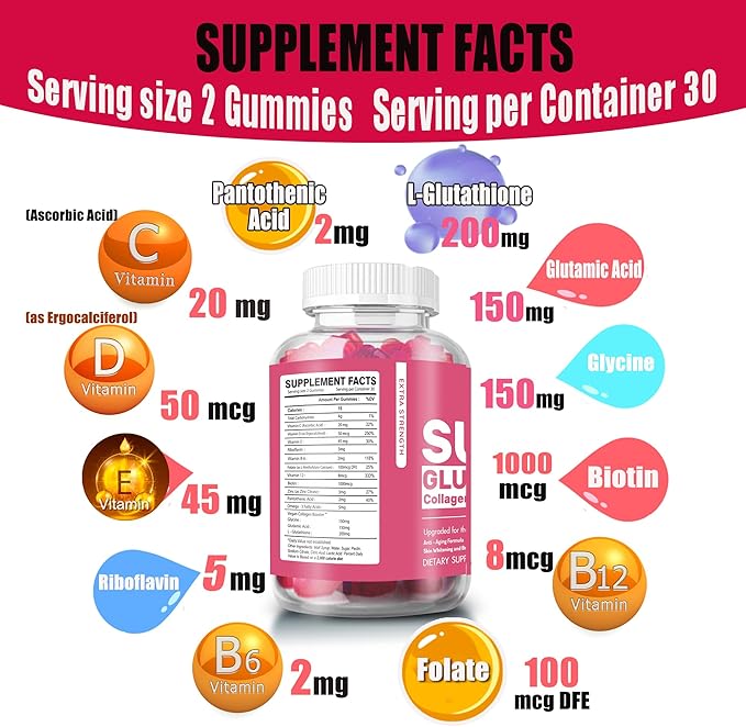 Super glutathione collagen glow gummies,Glutathione Skin Care
