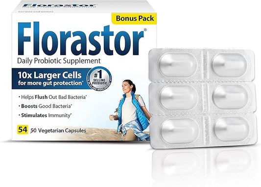 Florastor Probiotics for Digestive & Immune 54 Capsules,