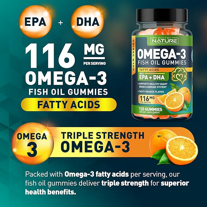 Omega 3 Fish Oil Gummies 3 Fish 120 Gummies, 60 Day
