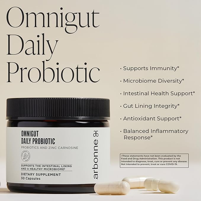 Arbonne OmniGut Daily Probiotic Supplement - Probiotics for Men and Women to Support Digestion, Gut Health for Women, Probiotic Capsules, 30 Count