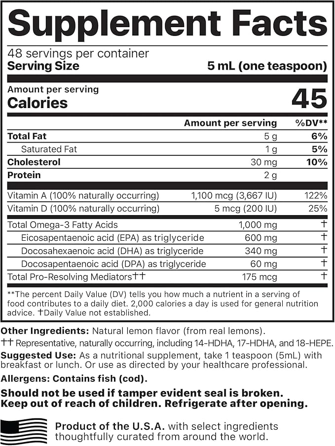 Jigsaw Health Alaskan Cod Liver Oil 900 mg Omega-3s with 180 Softgels 60 Servings