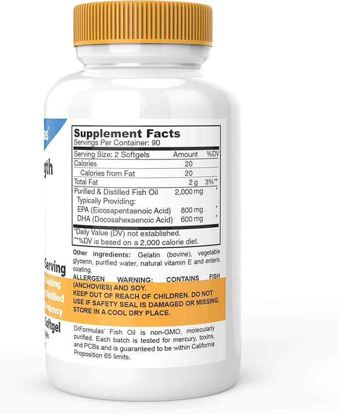 DrFormulas 2000mg Triple Strength Omega 3 180 Burpless