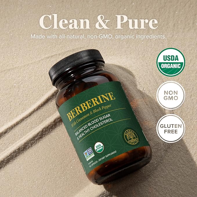 Global Healing Center - Organic Berberine (Berberina) with Ceylon Cinnamon & Black Pepper, 1200 mg- Extra Strength Berberine Supplement & Complex for Weight Loss (60 Capsules)