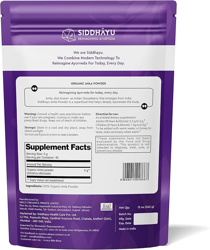 Organic Amla Powder for Hair Growth 12 oz