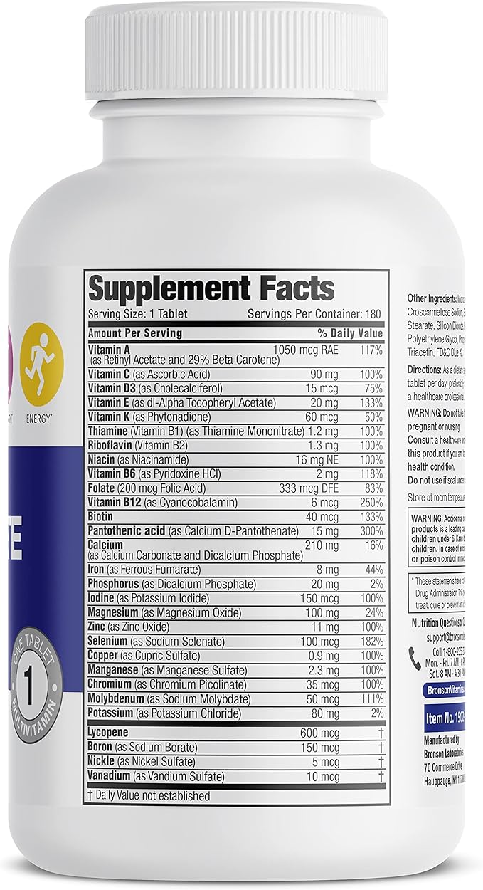 Bronson ONE Daily Men’s Complete Multivitamin 180 Tablets