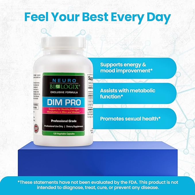 DIM Pro for Optimal Estrogen Metabolism Support – Promotes Balanced Estrogen Levels for Men & Women – Contains DIM, Calcium D-Glucarate, Bioperine for Hormone Balance & Nutrient Absorption Support