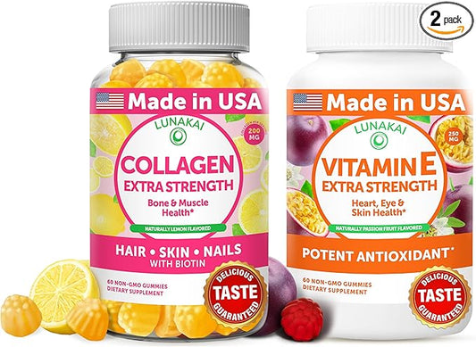 Lunakai Collagen and Vitamin E Gummies Bundle 250 mg