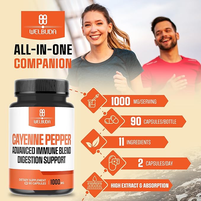1000mg Cayenne Pepper Capsules with Elderberry, 90 Veggie
