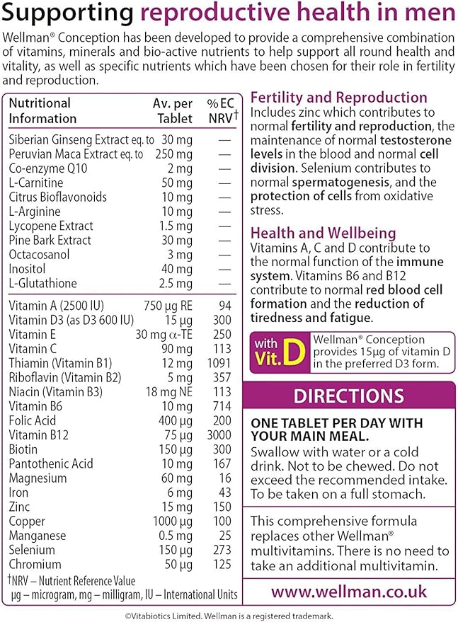 VITABIOTICS WELLMAN CONCEPTION 30 TABLETS by