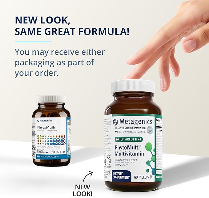 Metagenics PhytoMulti Multivitamin Without Iron 20+ Essential B6, Lutein, 60 Tablets