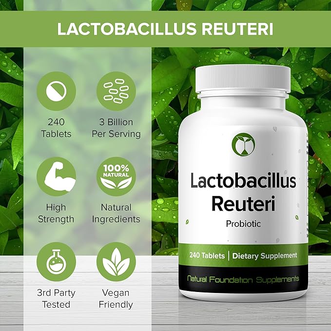 Lactobacillus Reuteri Probiotic Supplement 240 Tablets 3 Billion (240, Lactobacillus