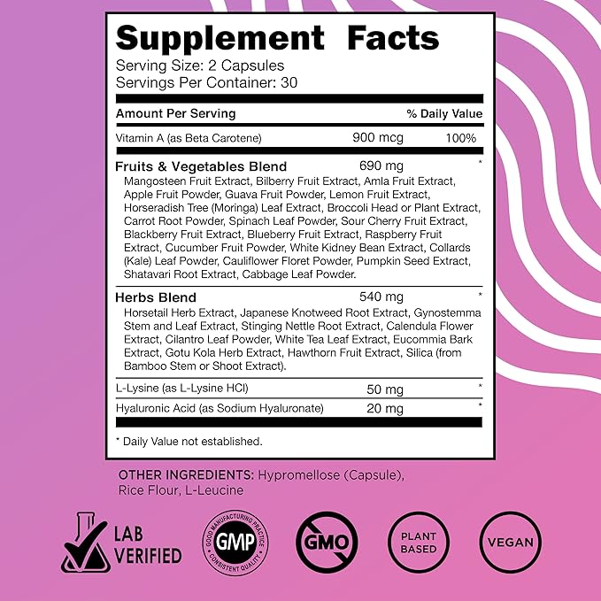 Vital Vitamins Vegan Collagen Booster 60 Capsules