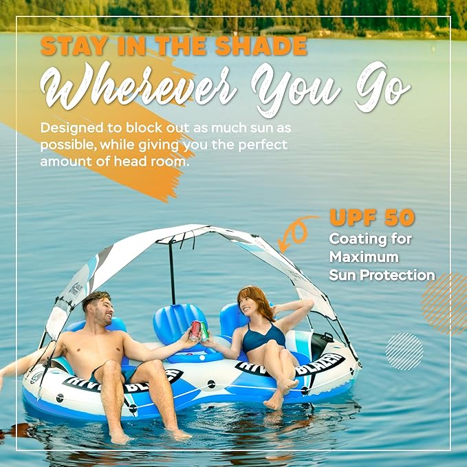 2025 New & Upgraded Sunlite Sports Heavy Duty River Tube Inflatable, Premium Water Float to Lounge Above Lake and River, Outdoor Water Raft Sport Fun, Recreational Use