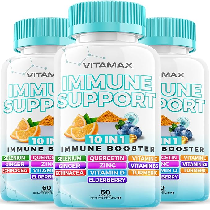 10-in-1 Immune System Support Booster D3, Selenium, B6, Echinacea (60 Count 3))