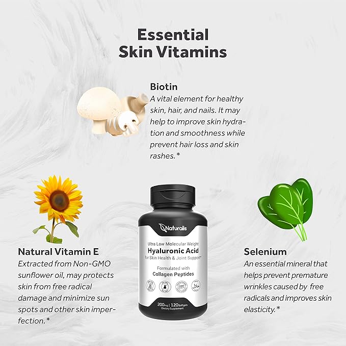Naturalis Hyaluronic Acid 200mg, 10x Better 120 Softgels