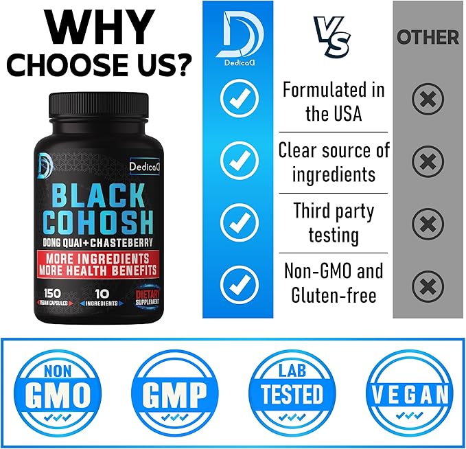 12in1 Black Cohosh 5-Month Supply 6700mg with 150 Vegan