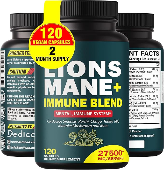 18in1 Mushroom Supplement Complex 27500mg with 120 Capsules