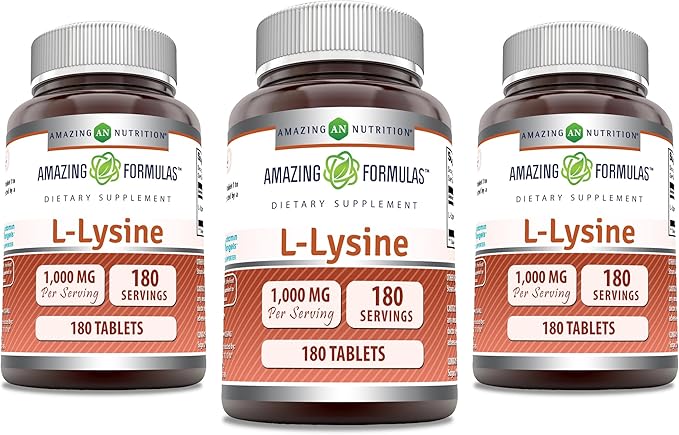 Amazing Formulas L-Lysine 1000mg Amino Acid (180 | 3 Pack)
